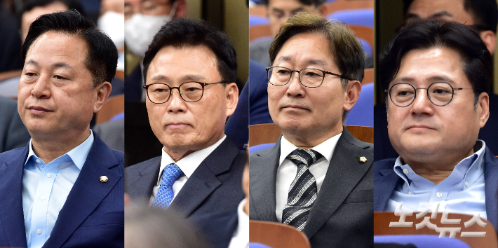 왼쪽부터 김두관·박광온·박범계·홍익표 의원. 윤창원 기자