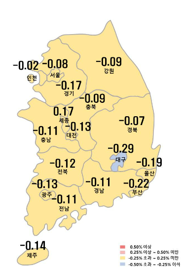 광주 아파트 가격 하락 폭 지속적으로 감소…5주 연속 낙폭 감소 - 노컷뉴스