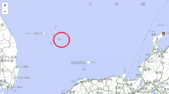 독도를 다케시마로 표기하고 일본 영토에 포함시킨 일본 기상청의 지도. 일본기상청 홈페이지 캡처