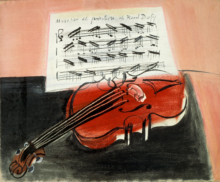 빨간 바이올린, 1948년경 캔버스에 유채, 38.5 x 46cm  © Centre Pompidou, MNAM-CCI/Hélène Mauri/Dist. RMN-GP