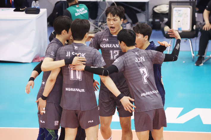 2023 아시아 남자 클럽 배구 선수권 대회 8강 진출에 성공한 대한항공. 한국배구연맹