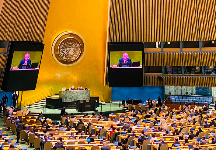 유엔총회는 6일 오전(현지시간) 미국 뉴욕 유엔본부에서 본회의를 열어 2024~2025년 임기의 안보리 비상임이사국 선출을 위한 투표를 진행했다. 연합뉴스