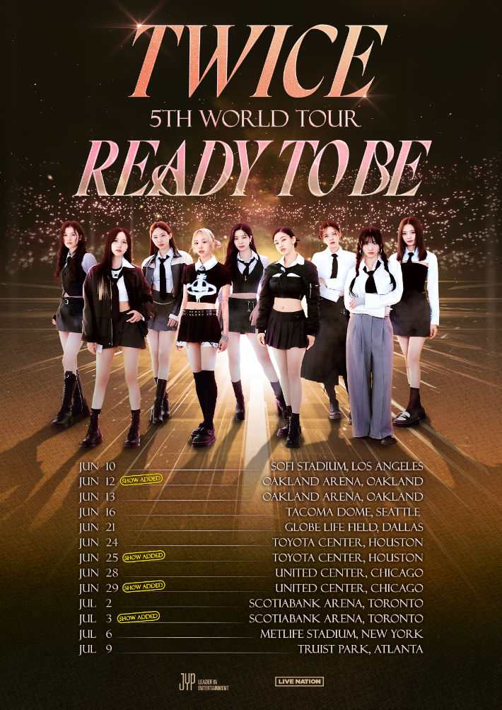 그룹 트와이스 다섯 번째 월드투어 북미 추가 공연 포스터. JYP엔터테인먼트 제공