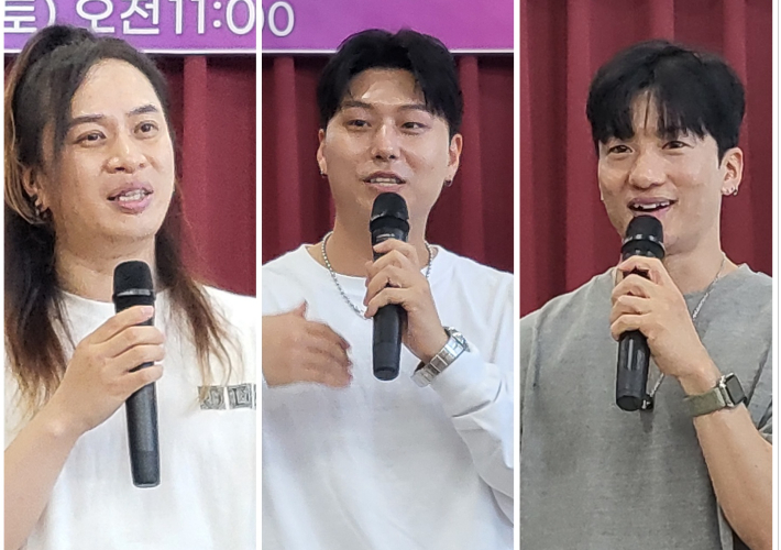 올해 창립 22주년을 기념해 제주CBS는 10일 다음세대를 향한 비전선포식을 갖고 리노(왼쪽)와 제로(가운데), 쇼리포스(오른쪽)를 홍보대사로 위촉했다. 김대휘 기자 