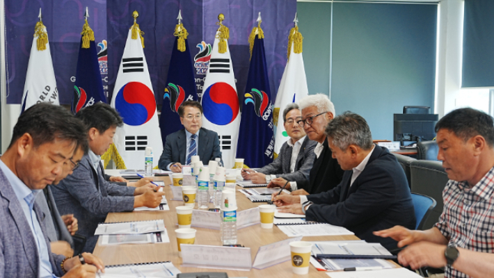 강원 춘천시가 14일  '2023 강원․춘천 세계태권도문화축제' 성공 개최를 위한 준비상황 점검 회의를 가졌다. 춘천시 제공