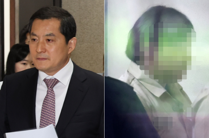 국민의힘 박대출 정책위의장이 16일 오전 서울 여의도 국회에서 열린 여성대상 범죄 신상공개 확대 방안 법무부 실무보고에 참석하고 있다. 오른쪽은 지난 12일 돌려차기 사건 피고인 A씨가 항소심 선고 공판에서 징역 20년을 선고 받은 뒤 호송차에 오르는 모습. 연합뉴스