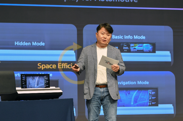 현대모비스가 26일 '2023 미디어 테크 데이'를 개최했다. 메인 발표자로 나선 한영훈 EC랩장(상무). 현대모비스 제공