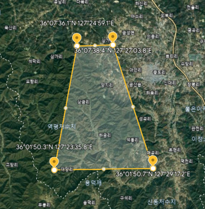 금산 남이면 드론특별자유화구역 위치도. 금산군 제공