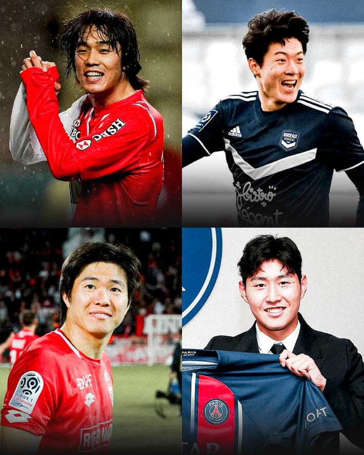 박주영(왼쪽 위부터 시계방향), 황의조, 이강인, 권창훈. 리그1 트위터