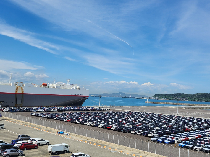 일본 시모노세키현 조슈데지마 신항지구 전경. 부산 CBS 김혜경 기자 