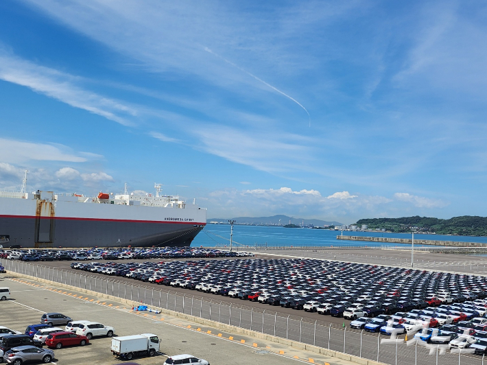 일본 시모노세키현 조슈데지마 신항지구 전경. 김혜경 기자 