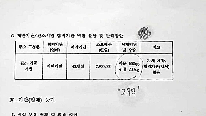 D업체 연구계획서의 연구 목표 양. CBS노컷뉴스 단독 입수 자료.