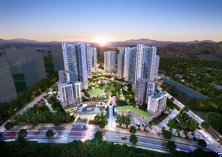 동탄레이크파크 자연& e편한세상 단지 투시도. DL이앤씨 제공