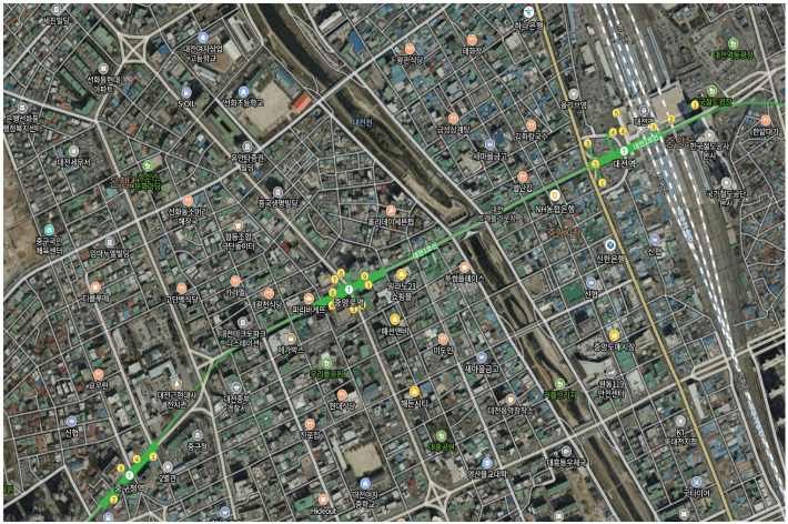 대전 0시축제가 열리는 대전역에서 옛 충남도청 구간 지도. 대전시 제공