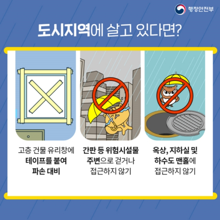 도시지역 태풍 대비요령. 행정안전부 제공