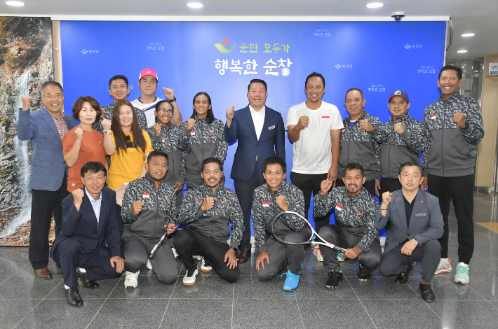 순창군을 찾은 인도네시아 소프트테니스 국가대표 선수단. 순창군 제공