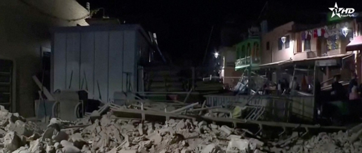 지진으로 건물들이 무너진 모습. 연합뉴스