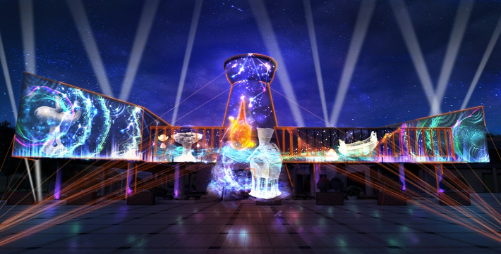 말이산 고분군 미디어아트. 함안군 제공