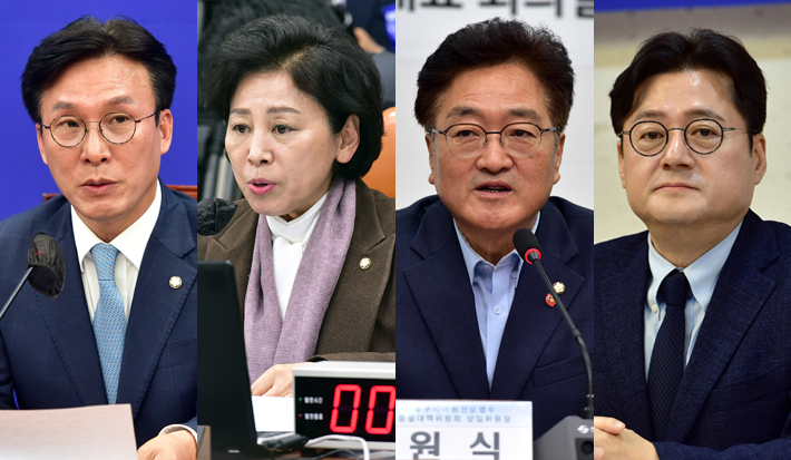 더불어민주당 김민석, 남인순, 우원식, 홍익표 의원(왼쪽부터). 윤창원 기자