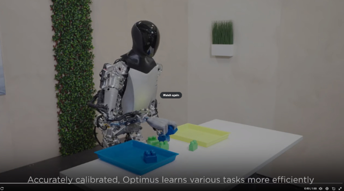 테슬라 옵티머스의 엑스(X) 영상 캡처 