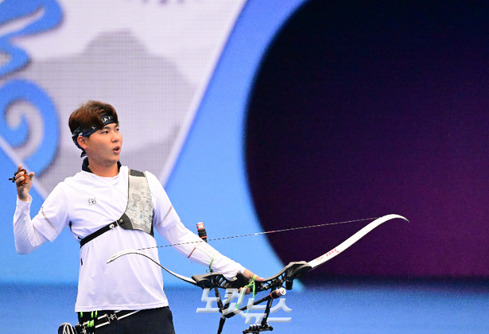 2022 항저우아시안게임 양궁 리커브 남자 개인전에 나선 이우석. 항저우(중국)=황진환 기자