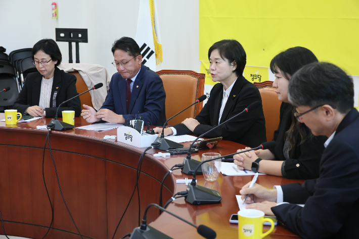 정의당 이정미 대표가 16일 국회에서 열린 상무집행위원회에서 발언하고 있다. 연합뉴스