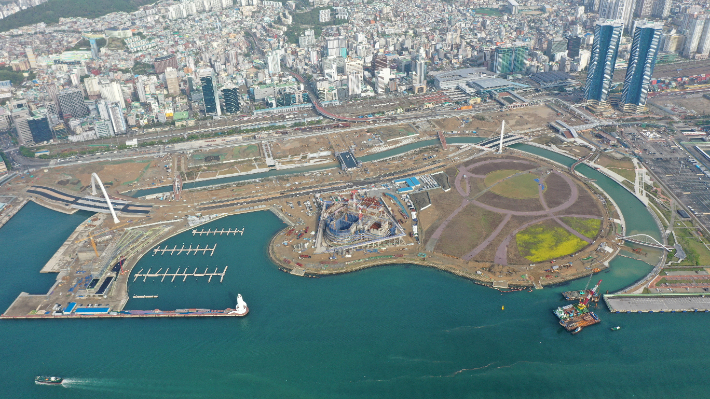 북항재개발사업지역 랜드마크 부지 일대 전경. 부산항만공사 제공 