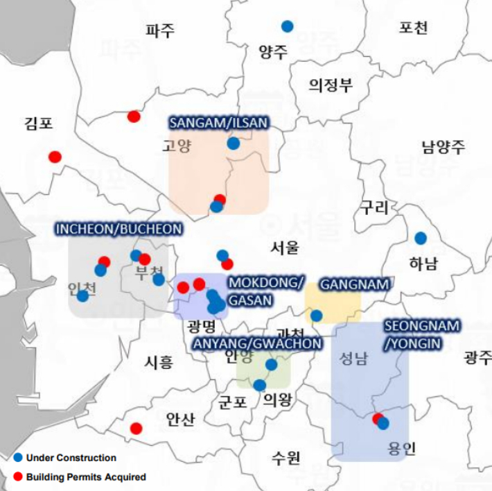 2023년 1분기까지 국토교통부에 인허가 혹은 착공 신고를 완료한 데이터센터 시설. 쿠시먼앤드웨이크필드 제공