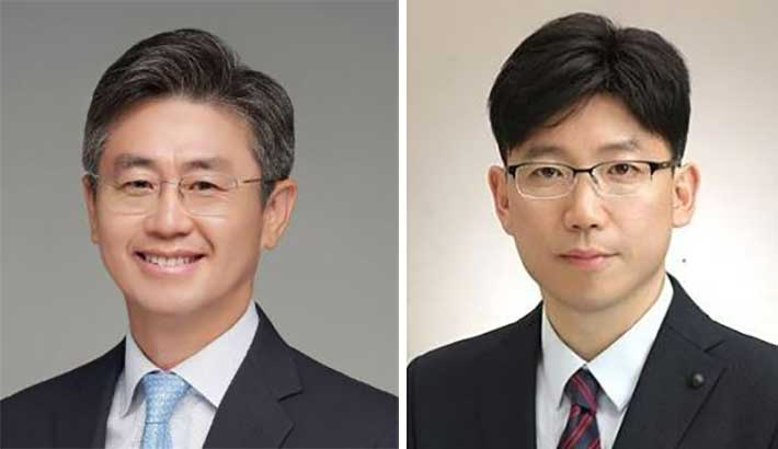 김원경 삼성전자 Global Public Affairs실장 사장(왼쪽), 용석우 삼성전자 DX부문 영상디스플레이사업부장 사장. 삼성전자 제공