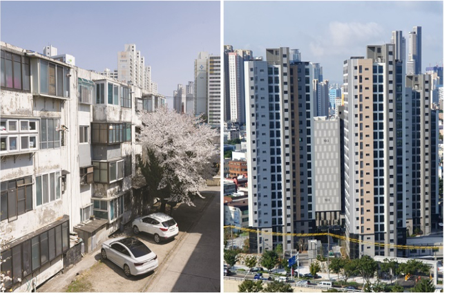 사업 전(왼쪽)과 사업 후 전경. LH 대구경북본부 제공