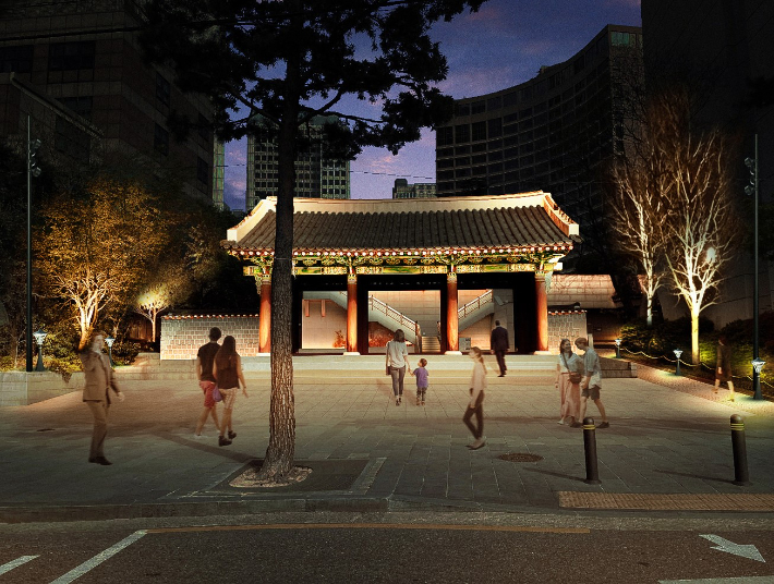 철제울타리를 걷어내고 개방한 환구단 정문 예상도. 서울시 제공 