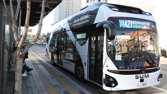 심야 자율주행버스 운행 모습. 서울시 제공