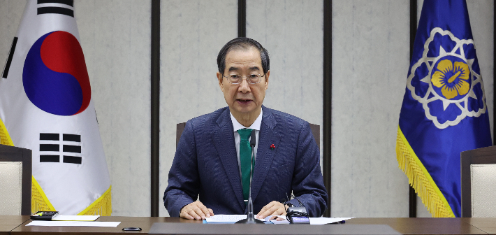 한덕수 국무총리가 7일 정부세종청사에서 열린 국정현안관계장관회의에서 발언하고 있다. 연합뉴스