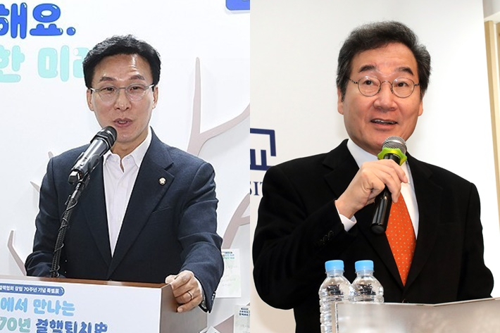 더불어민주당 김민석 의원(왼쪽)과 이낙연 전 대표. 연합뉴스