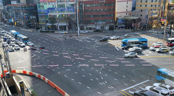 복구가 마무리된 부산 하단오거리. 부산교통공사 제공