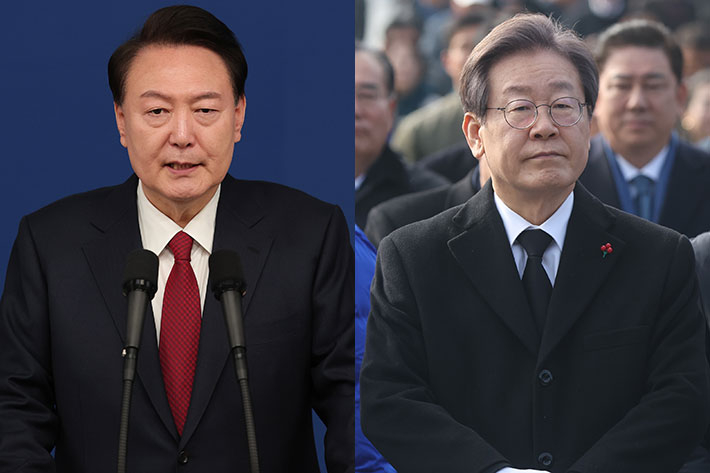 윤석열 대통령(왼쪽), 더불어민주당 이재명 대표. 연합뉴스