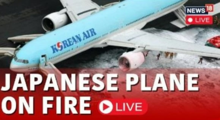 일본항공 여객기 사고 보도에 대한항공 사진을 실수로 넣은 섬네일. 유튜브 채널 'CNN뉴스18' 캡처