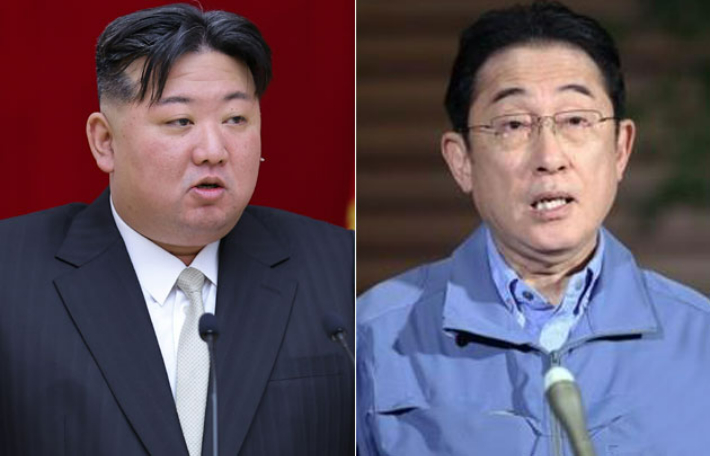 북한 김정은 국무위원장(왼쪽)·기시다 후미오 일본 총리. 연합뉴스 