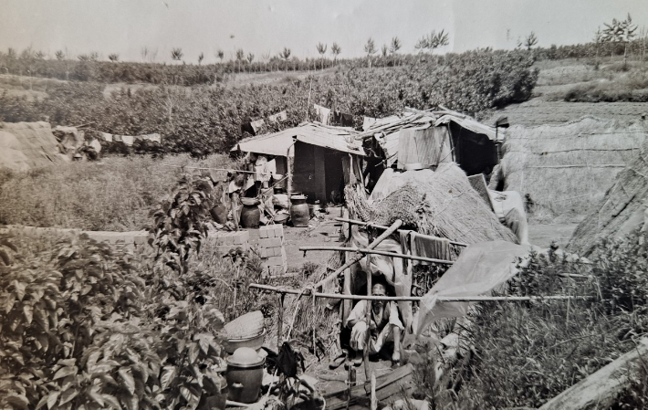 1976년 김제시 성덕면 공동묘지로 내쫓긴 주민들이 임시로 움막을 짓고 생활하고 있다. 주민대표 김창수씨 제공 