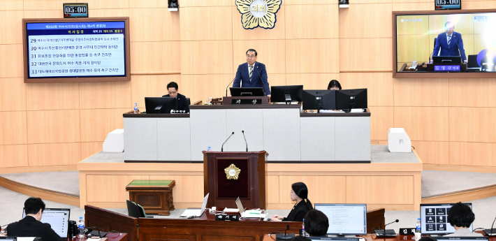 전남 여수시의회 회의 전경. 여수시의회 제공