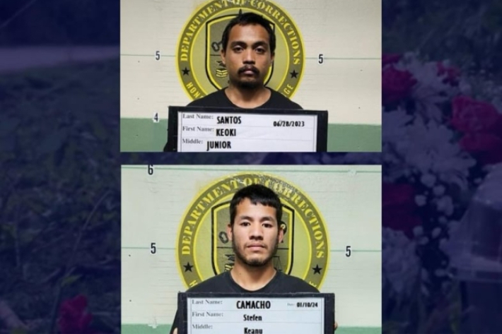 괌 한국인 총격 살해 용의자 케이코 주니어 산토스(위), 스테펜 키아누 파울리노 카마초. KUAM 뉴스 캡처