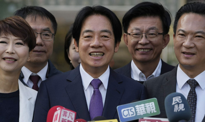 대만 총통 선거에서 승리한 라이청더 당선인의 모습. 연합뉴스