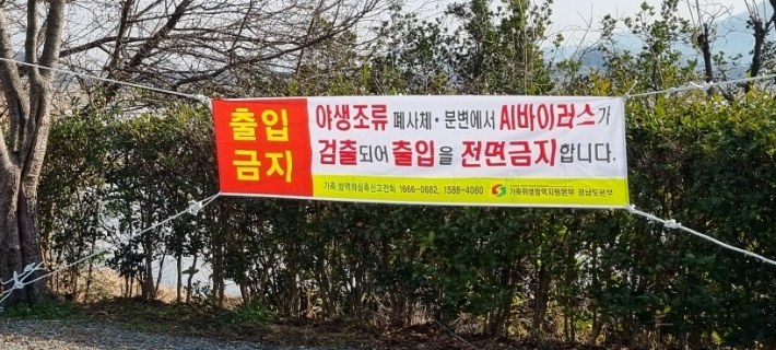 창원 주남저수지 출입 통제. 경남도청 제공