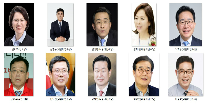 광주 동남을 선거구 출마 예정자(가나다순). 각 후보 제공