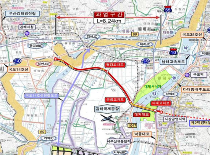 대저대교를 포함한 부산 사상~식만 간 도로(8.24km) 건설 계획. 부산시 제공
