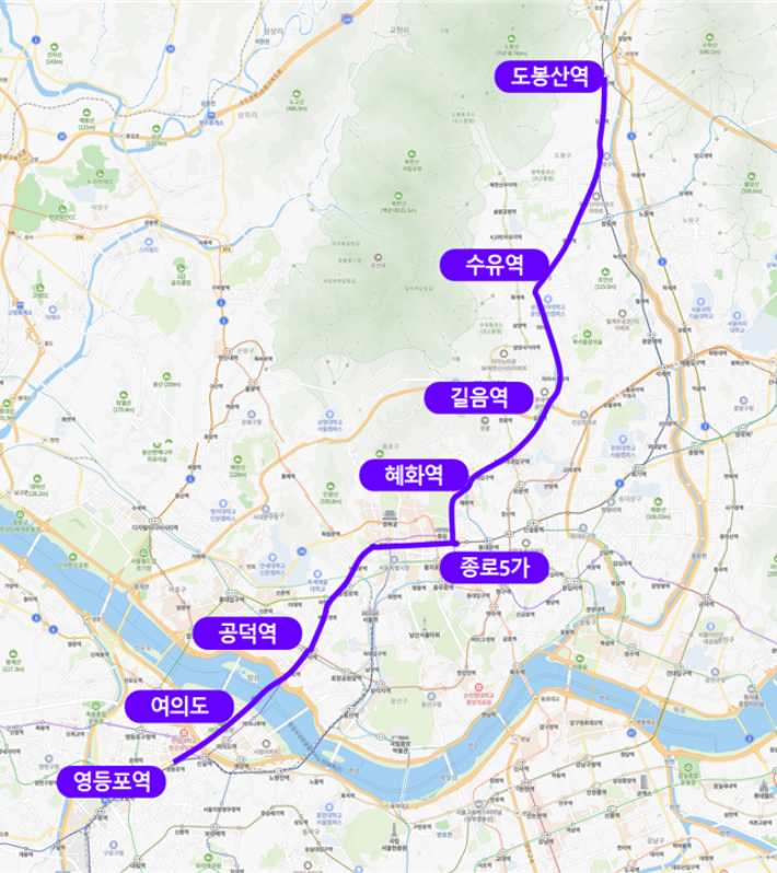 160번 버스 노선. 서울시 제공 