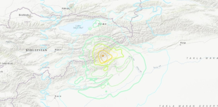 중국 신장자치구서 규모 7 지진. 미국지질조사국 홈페이지 캡처