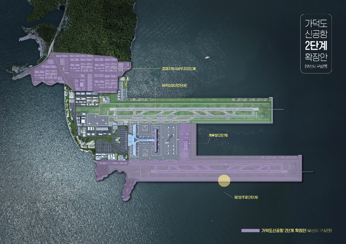 부산시가 구상하고 있는 가덕도신공항 활주로 2본 평면도. 부산시 제공