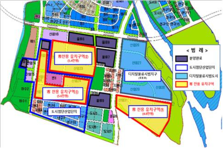 에코델타시티 부산시 기업유치 전용구역 현황. 부산시 제공