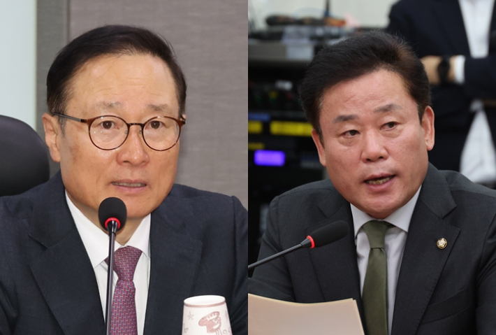 더불어민주당 홍영표 의원·송갑석 의원. 연합뉴스